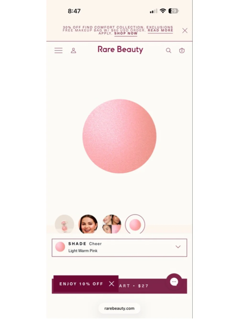 RARE BEAUTY Soft Pinch Luminous Powder Blush - Cheer